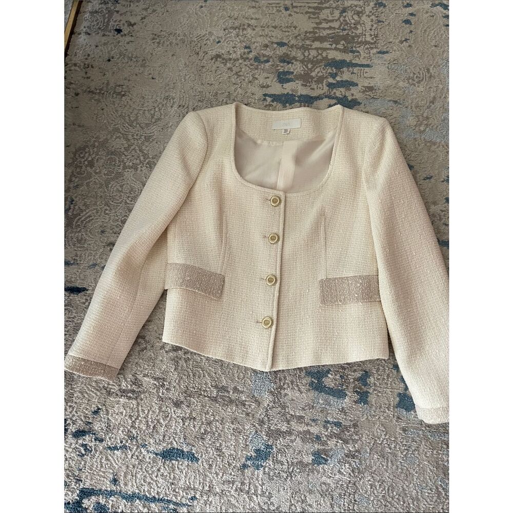 Zara Cream Tweed Button Jacket